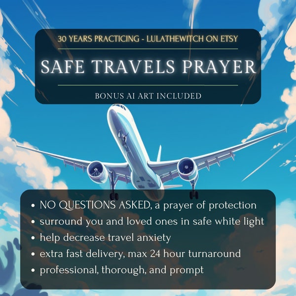 Safe Travels Prayer, Keep Me Safe, Anti-Anxiety Spell, Travel Anxiety, Travel Protection, Vacation Protection, Same Day Casting, AI Art