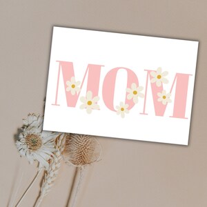 Digital Download-Floral Mother&#39;s Day Card- Minimal Mother&#39;s Day Printable Card for Mom