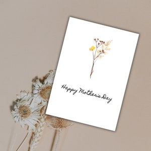 Digital Download-Floral Mother&#39;s Day Card- Minimal Mother&#39;s Day Printable Card for Mom
