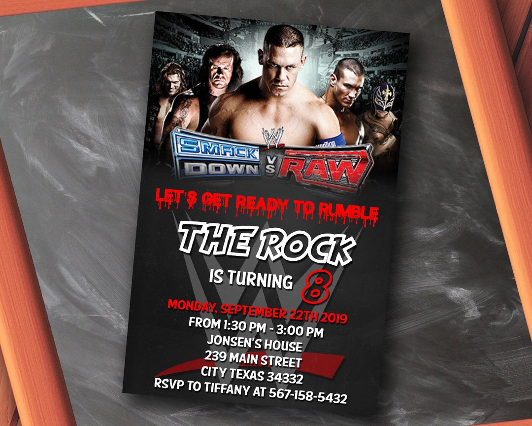 Wwe Birthday Invitation Wrestling Invitation Wwe Invitation - Etsy