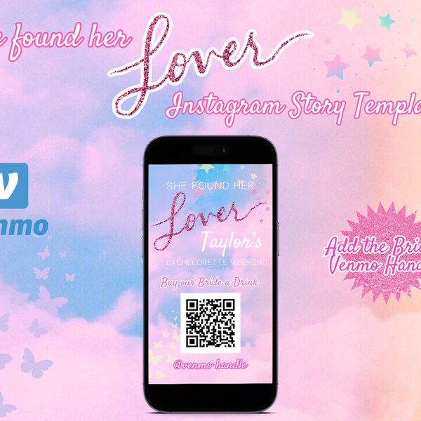 Lover Bachelorette Party Venmo QR Code, Buy the Bride a Drink Venmo QR, Buy the Bride a Drink Instagram Story Download