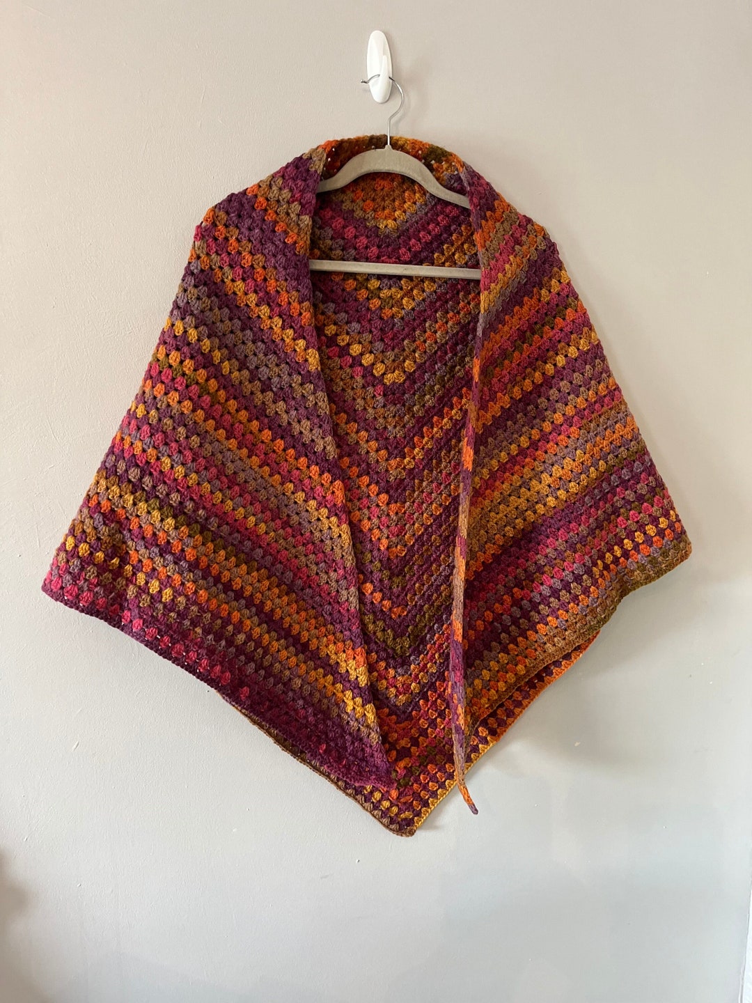 Crochet Granny Square Triangle Shawl Etsy