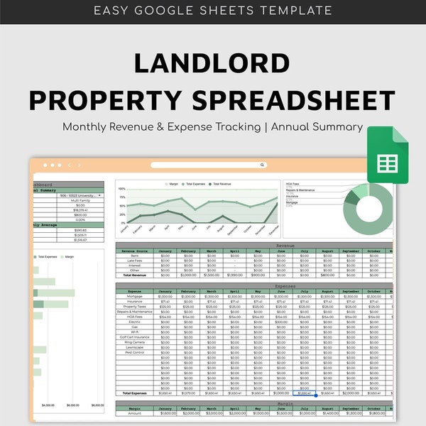Landlord Property Rental Spreadsheet Template for Google Sheets