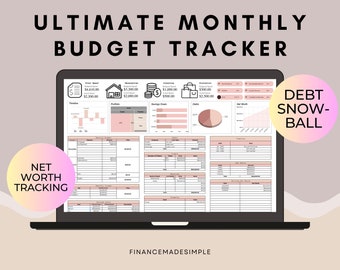 Ultimate Monthly Budget Tracker for Google Sheets, Budget Planner, Budget Template, Financial Planner, Excel Template, Budget Dashboard
