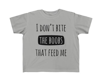 Kid's Fine Jersey T-Shirt - Don't Bite the Boobs (schwarze Schrift)