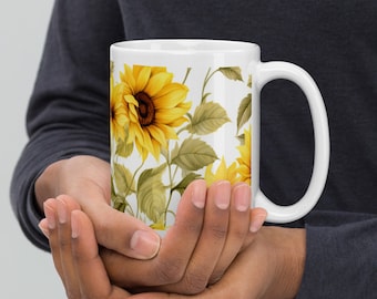 Taza de girasol, taza con girasoles, taza de café de girasol, regalo para amante del girasol