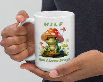 Froschbecher, lustige Froschbecher, Froschbecher, Becher für Froschliebhaber, Geschenk für Froschliebhaber, Kaffeebecher mit Frosch, Keramikbecher mit Frosch, Milf Becher