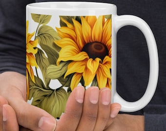 Taza de girasol, taza con girasoles, regalo para amante del girasol, taza de café de girasol, regalo de girasol