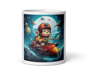 Monkey Mug, mug with monkey, cute monkey mug, gift for monkey lover, monkey coffee mug