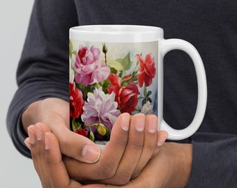 Roses mug, Rose mug, Mug with roses, Coffee mug with roses, Gift for rose lover, Gift for mom