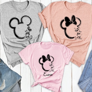 Disney Family Shirt, Family Disneyworld Shirt, Mickey Sketch Shirt, Minnie Women Shirt, Disneyworld Trip Shirt, Mickey Couple Shirt