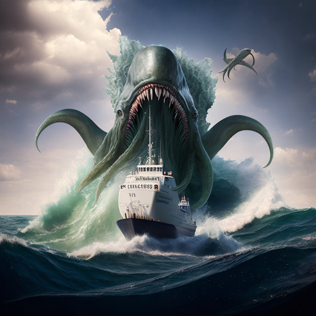 Sea Monster Attacking a Ship Digital Download - Etsy
