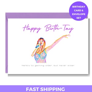 BIRTHDAY--Taylor Swift Inspired Birthday Card --- Happy Birth-Tay | Foldable Card & Envelope