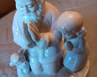 George Good Santa with Little Girl Praying EUC RARE