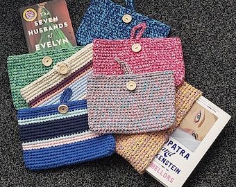Custom Made Button-Up Crochet Book Sleeves, Available in Paperback, Hardback and Kindle Sizes, Perfect as a Gift or a Treat for You!