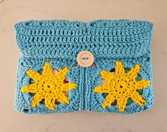 Crocheted Envelope Style Book Sleeve, Handmade, Paperback book sleeve, Kindle Sleeve, Crocheted Book Cover, Crochet Evil Eye Book Sleeve