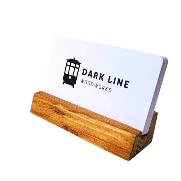 Business Card Holder - Eco-Friendly Card Display Handmade From Reclaimed Wood, Horizontal