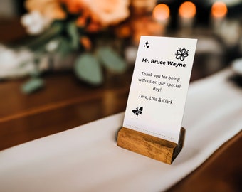 Wood Place Card Holder for Sustainable Weddings & Events - Handmade With Reclaimed Wood, Vertical