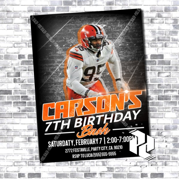 Myles Garrett Invitation - Cleveland Browns - Myles Garrett - Browns Invitation - Browns Birthday Card - NFL Birthday