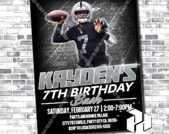Zaproszenie Geno Smitha - Las Vegas Raiders - Karta z zaproszeniem urodzinowym Raiders - Geno Smith - NFL Birthday