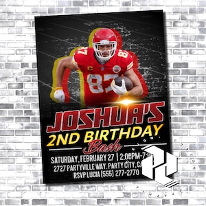 Travis Kelce Invitation - Kansas City Chiefs - Chiefs Invitation Card - Travis Kelce - NFL Birthday