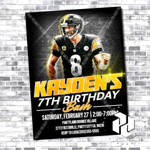Aaron Rogers Invitation - Pittsburg Steelers - Steelers Custom Birthday Invite Card - NFL Birthday