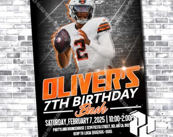 Zaproszenie Shedeur Sanders - Cleveland Browns - Shedeur Sanders - Zaproszenie Browns - Karta urodzinowa Browns - Urodziny NFL