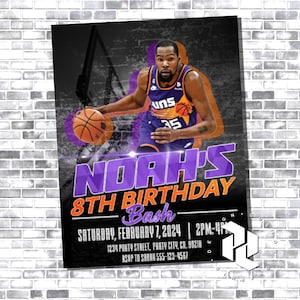 Invitation Kevin Durant - Invitation soleils - Phoenix Suns - Kevin Durant - Anniversaire NBA