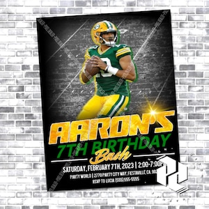 Jordan Love Invitation - Green Bay Packers - Jordan Love -  Packers Invitation - Packers Birthday Card - NFL Birthday