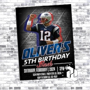 Tom Brady Invitation - New England Patriots - Tom Brady - NFL Birthday