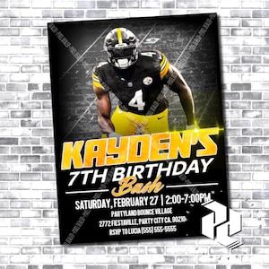 DK Metcalf Invitation - Pittsburg Steelers - Steelers Custom Invitation Card - DK Metcalf - Steelers Birthday - NFL Birthday
