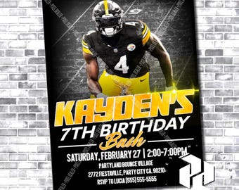 Zaproszenie DK Metcalf - Pittsburg Steelers - Niestandardowa karta zaproszeniowa Steelers - DK Metcalf - Urodziny Steelers - Urodziny NFL