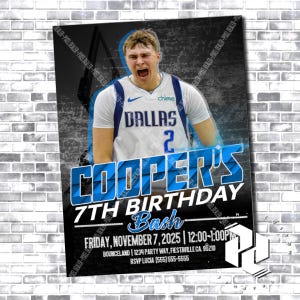 Cooper Flagg Invitation - Dallas Mavericks - Mavs Invitations - Cooper Flagg - Custom NBA Birthday Invite