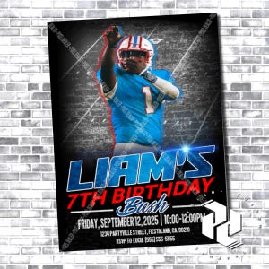 Cam Ward Invitation - Tennessee Titans - Cam Wards - Titans Custom Birthday Invitation - NFL Birthday Invite