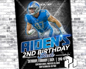 Zaproszenie Aidana Hutchinsona - Detroit Lions - Aidan Hutchinson - Zaproszenie Lions - Kartka urodzinowa Lions - Urodziny NFL