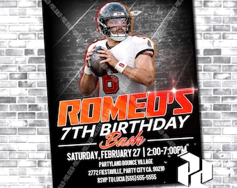 Zaproszenie Baker Mayfield - Tampa Bay Buccaneers - Zaproszenie Buccaneers - Spersonalizowane zaproszenie urodzinowe - Zaproszenie NFL