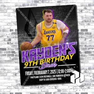 Luka Doncic Invitation - Los Angeles Lakers - Lakers Invitations - Luka Doncic - NBA Birthday