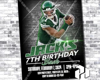 Zaproszenie Justina Fieldsa - New York Jets - Justin Fields - Jets Zaproszenie na zamówienie - NFL Kartka urodzinowa