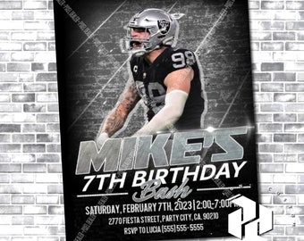 Maxx Crosby Invitation - Las  Vegas Raiders - Raiders Birthday Invitation Card - Maxx Crosby - NFL Birthday