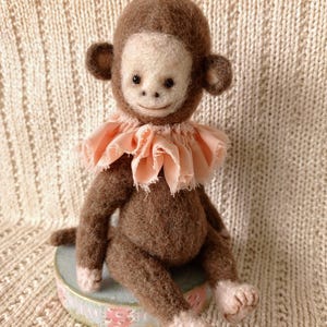 Artist Teddy Monkey with Ruffle Collar: Fully Jointed Plush Toy