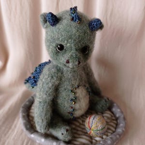 Green Teddy Dragon, Collectible Teddy Dragon With Wings, Alpaca Dragon In Handsewn Puff, Artist Teddy Dragon, Stuffed Dragon Plushie