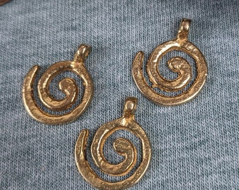 Brass pendant large spiral #18 life spiral charm 20 mm*18 mm made of brass in gold for DIY jewelry making from India