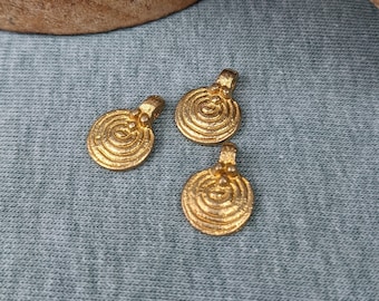 Brass pendant large spiral # 48 charm 12 mm*17 mm life spiral made of brass in gold for DIY jewelry making from India