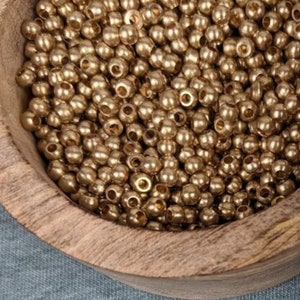 Golden brass beads 4.0 mm for DIY jewelry making from India image 1