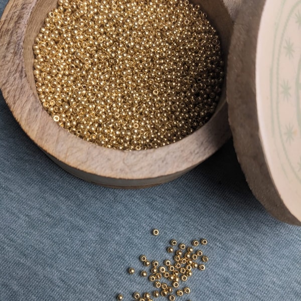 Perles en laiton doré 2,0 mm pour fabrication de bijoux DIY, provenance Inde
