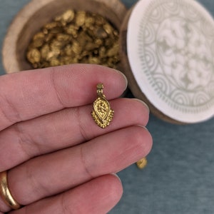 Brass pendant small arrowhead 16 drop charm 9 mm15 mm made of brass in gold for DIY jewelry making from India image 2