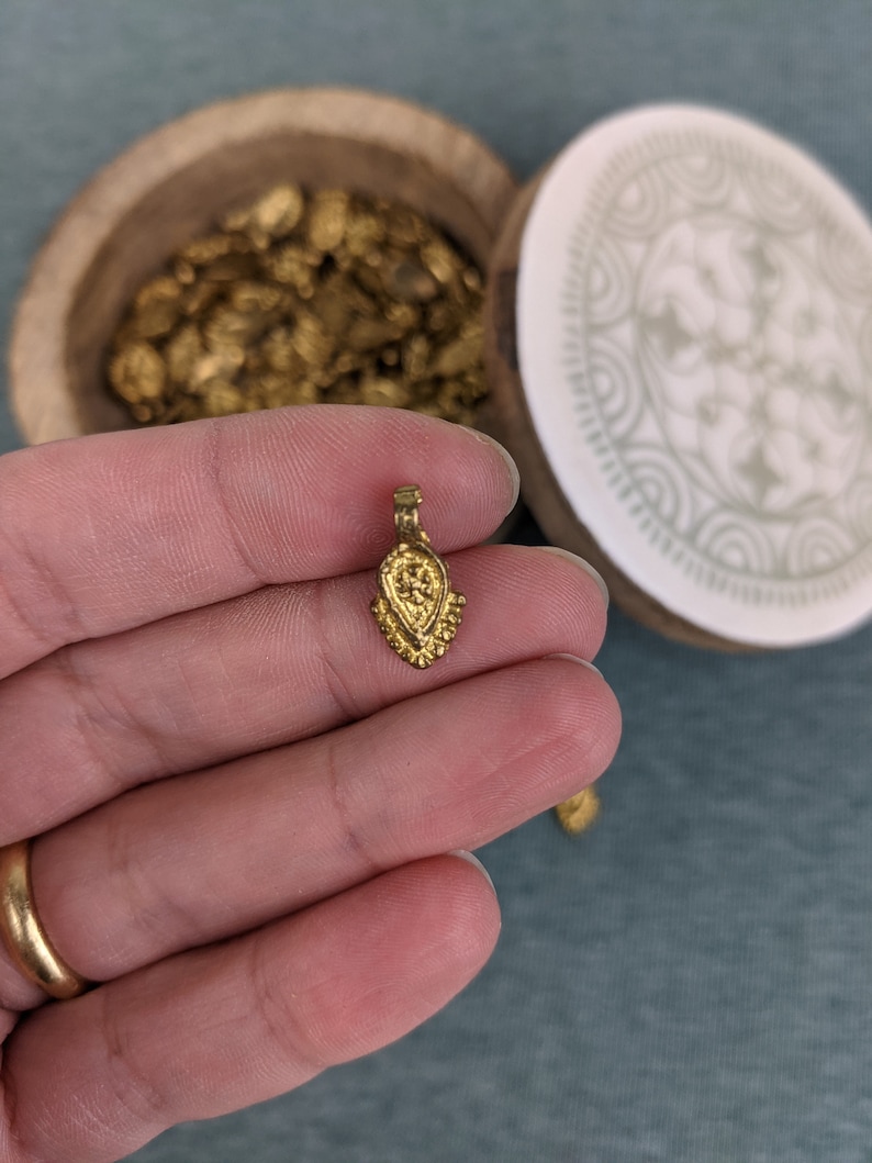 Brass pendant small arrowhead 16 drop charm 9 mm15 mm made of brass in gold for DIY jewelry making from India image 2