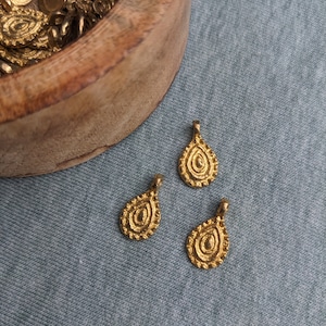 Brass pendant large drop #38 teardrop charm 18 mm*11 mm made of brass in gold for DIY jewelry making from India