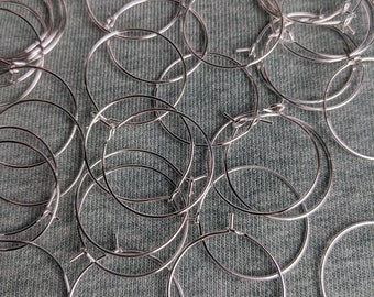 Brass hoop earrings 25*25 mm * 0.8 mm thickness wine glass earrings 20 gauge silver