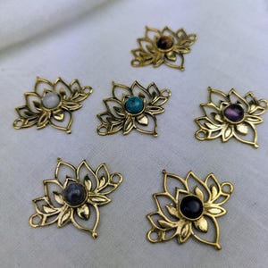 Brass pendant Lotus # 17 gemstone connector 28 mm*30 mm made of brass in gold for DIY jewelry making from India